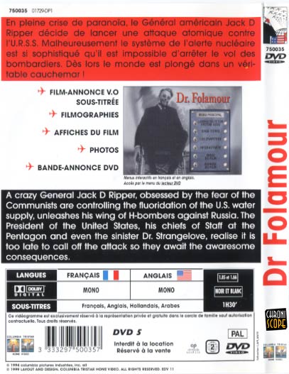 Jaquette du Dr Folamour verso Jaquette du Dr Folamour verso
