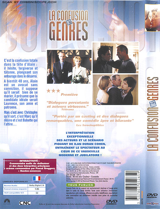 Jaquette DVD verso de la confusion des genres Jaquette DVD verso de la confusion des genres