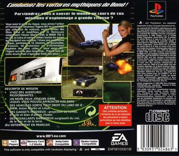 007 racing jaquette sur playstation de sony