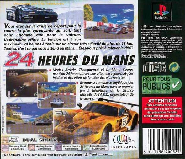 24 heures du man jaquette sur playstation de sony