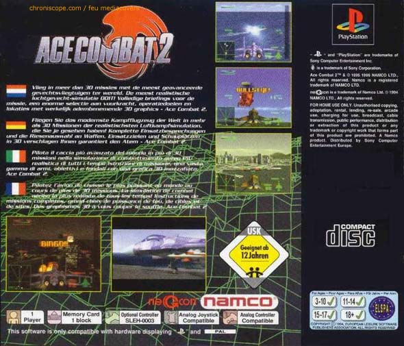 Ace combat 2 jaquette sur playstation de sony